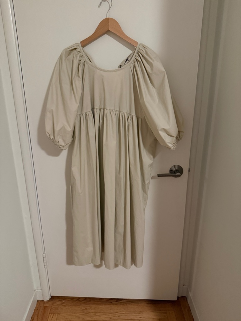 Cream Puff-Sleeve Midi Dress - Cream